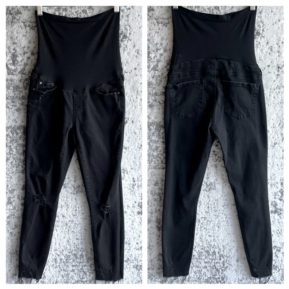 Articles of Society Black Stretch Distressed Maternity Skinny Jeans Size 26.